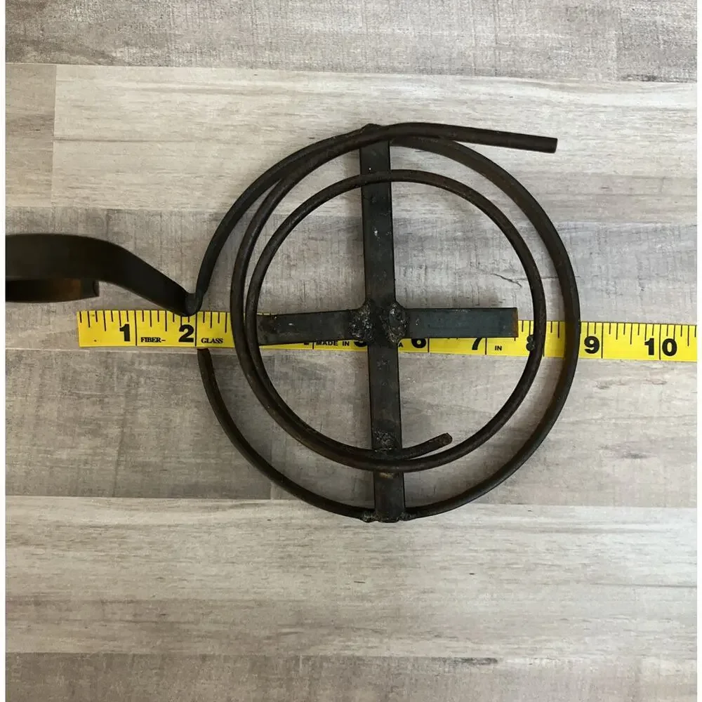Vintage Candle Holder Wrought Iron Fat Candleholder Farmhouse Rustic Home Decor‎
